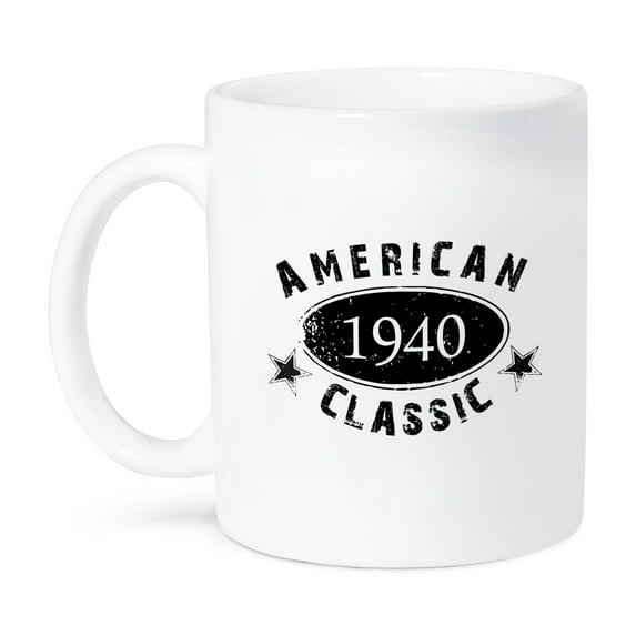 3dRose, 1940 American Classic - Personalized Birth Year Birthday gift - black grunge vintage look - funny, 11oz Mug
