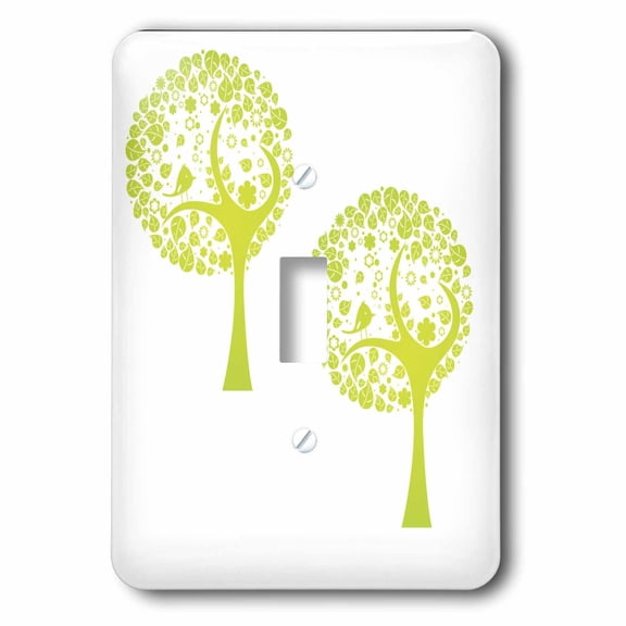 3dRose, 2 Lime Green Mod Trees On White, single toggle switch