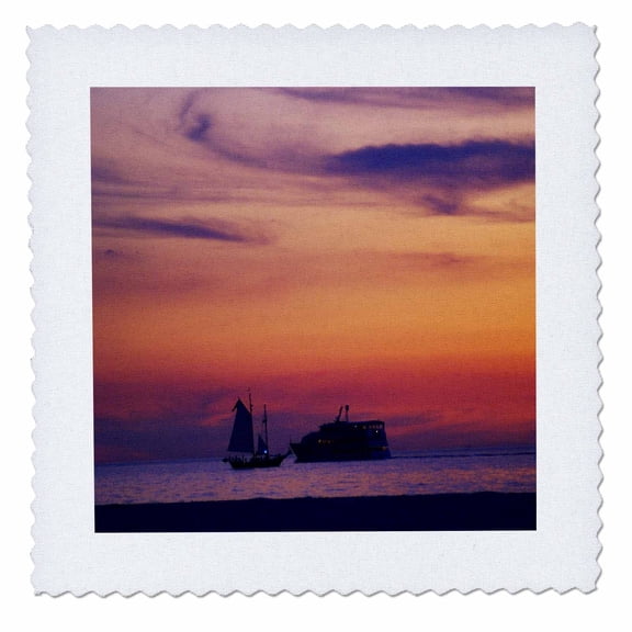 3dRose, 2 Ships Pass In The Nite Off Ft Myers Beach Florida, 10x10 inch quilt square