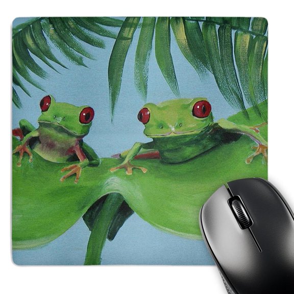 3dRose, 2 Tree Frogs on a Big Palm Leaf, MousePad