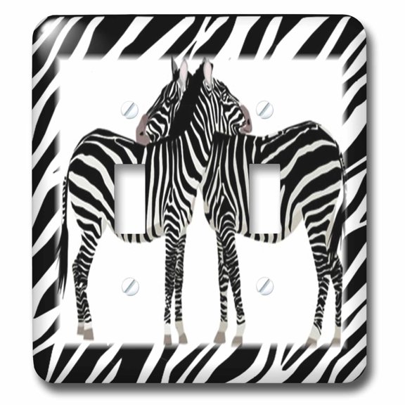 3dRose, 2 Zebras Hug With Zebra Frame, double toggle switch