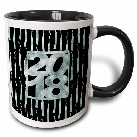 3drose, 2018 on Pastel Blue and Black Color, Graduation Tassels, 11oz Two-tone Black Mug