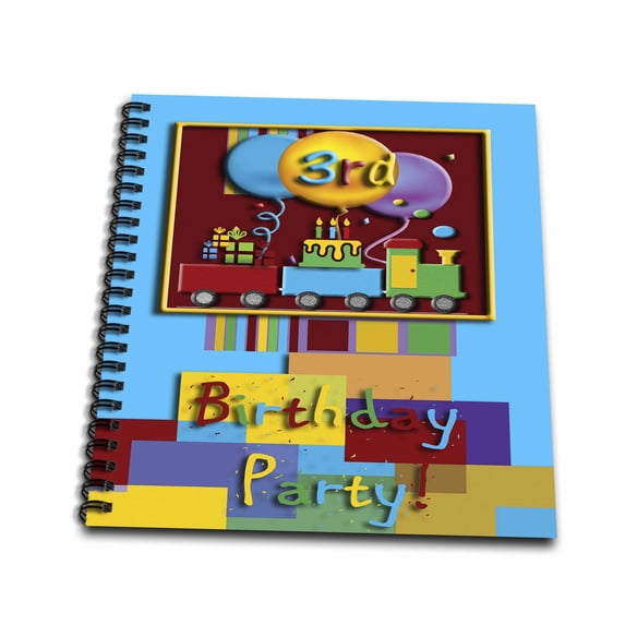 3dRose, 3rd Choo Choo Train Birthday Party, Drawing Book 8 x 8 inch