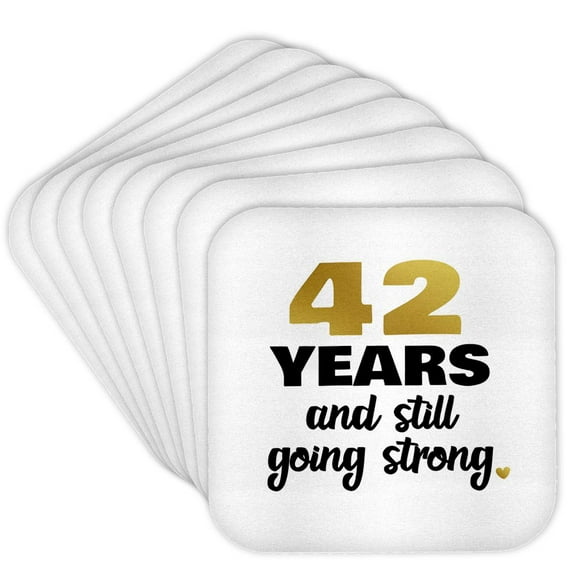 3drose, 42 Year Anniversary Still Going Strong Gift for 42nd Wedding Anniversary, Set of 8 Coasters - Soft