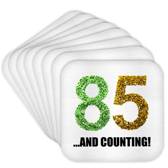3drose, 85th Anniversary. and Counting. Intricate Numbers Design., Set of 8 Coasters - Soft