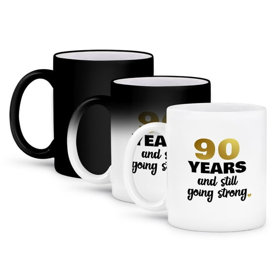 3dRose, 90th Birthday Still Going Strong Ninetieth Birthday Gift, 11oz Magic Transforming Mug
