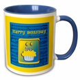 thumbnail image 1 of 3drose, 96th Birthday Cupcake on Music Notes, Blue and Yellow, 15oz Two-tone Blue Mug, 1 of 6