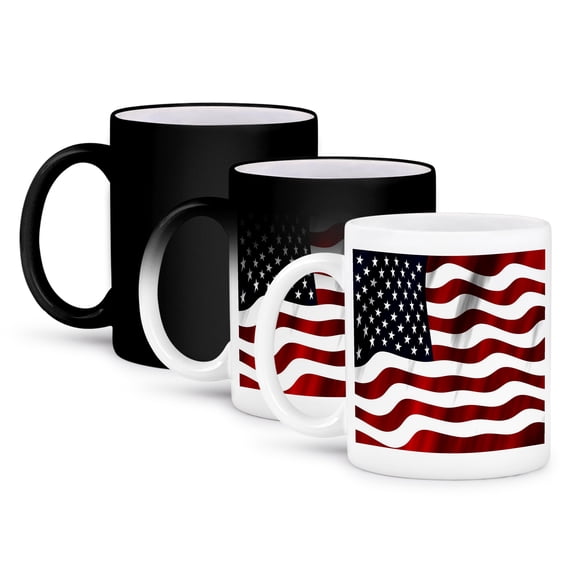 3dRose, A Close Up Of A Wavy Patriotic American Flag In Red, White, and Blue, 11oz Magic Transforming Mug