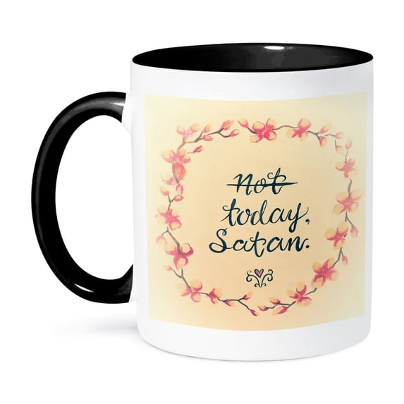 3dRose, A cute cartoon of some flowers with typography., 11oz Two-Tone Black Mug