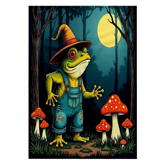 3dRose, A Familiar Toad Witch Foraging At Night Illustration, 22x30 Bath Hand Pool Towel