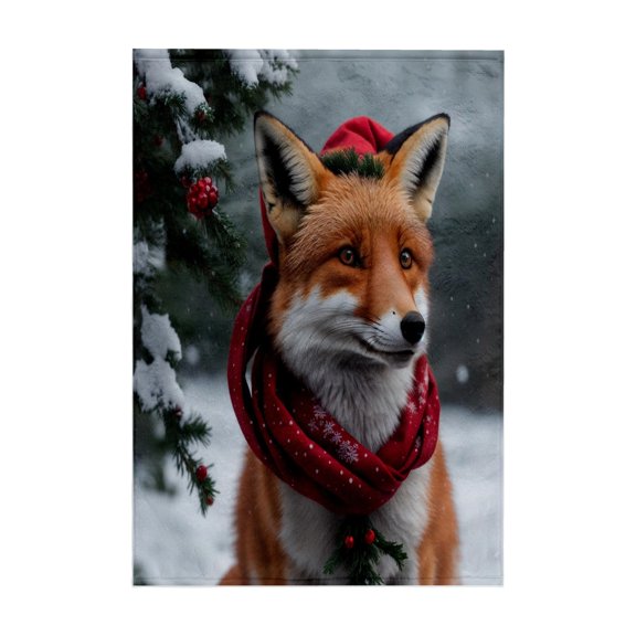 3dRose, A Fox wearing a Santa Hat and Scarf, 15x22 Hand Towel