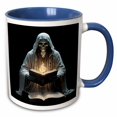 thumbnail image 1 of 3drose, a Ghostly Cloak Wearing Skeleton Book Lover, 11oz Two-tone Blue Mug, 1 of 6