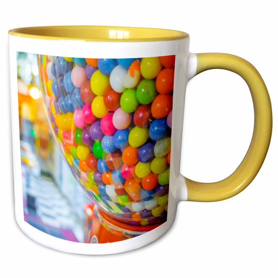 3drose, a Gumball Machine in a Sweet Shop., 15oz Two-tone Yellow Mug
