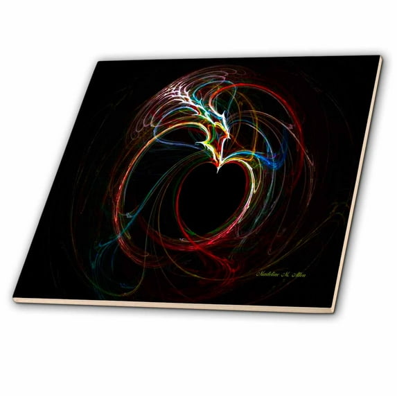 3dRose, A Heart Full Of Love and Forgiveness - Fractal Art, 4 Inch Ceramic Tile