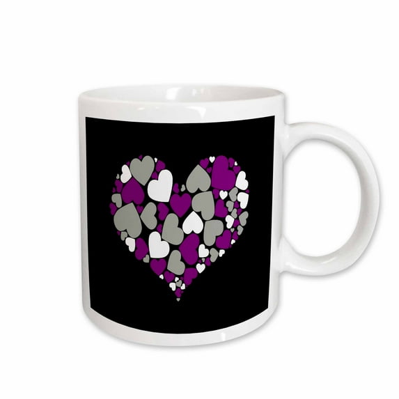 3drose, a Heart of Hearts Greysexual Proud to Love, 15oz Mug