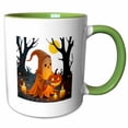 thumbnail image 1 of 3drose, a Hooded Cloaked Figure Collecting Toadstools in a Woodland Cut Out, 11oz Two-tone Green Mug, 1 of 6