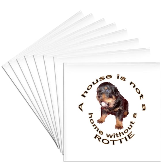 3drose, a House Is Not a Home Without a Cute Rottweiler, Set of 8 Ceramic Tile Coasters