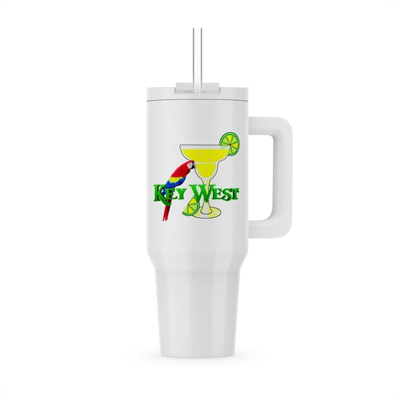 3dRose, A Key West Florida margarita and tropical parrot., 30oz Tumbler