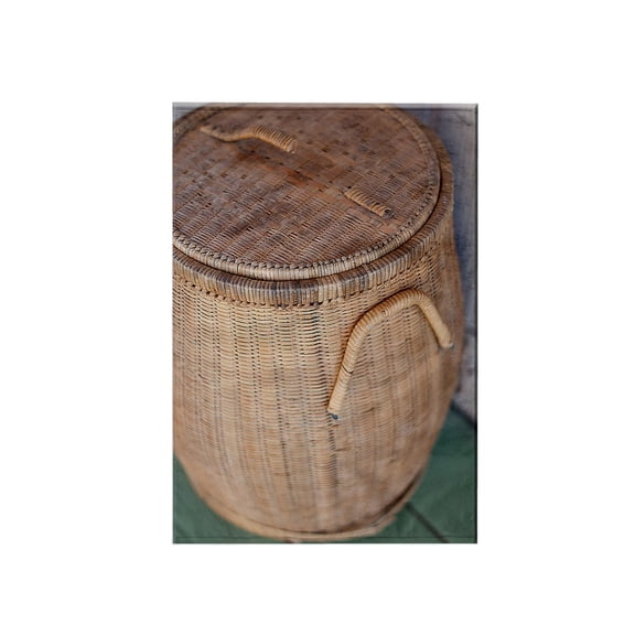 3dRose, A Large Woven Basket On a Freshly Painted Green Porch at Tamis Place In St. George, 15x22 Hand Towel