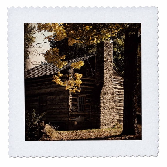 3dRose, A Log Cabin in Autumn, 10x10 inch quilt square