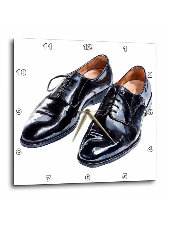 , a Mans Black Dress Shoes, 15x15 Wall Clock