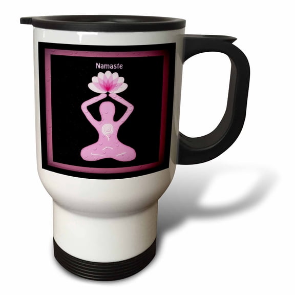 3drose, a Namaste Image with a Goddess Holding a Lotus Flower, 14oz Stainless Steel Travel Mug
