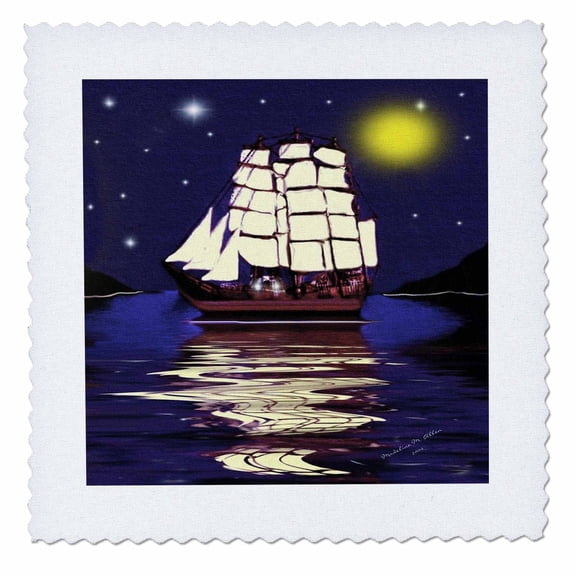 3dRose, A Nautical Dream - SmudgeArt Ship Art, 12x12 inch quilt square