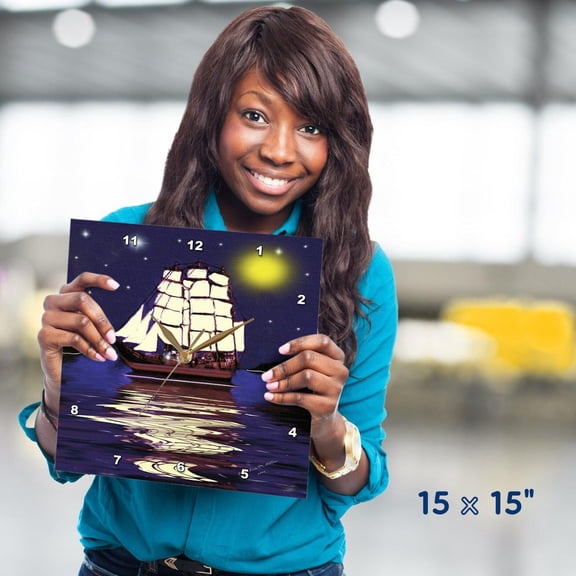 3dRose, A Nautical Dream - SmudgeArt Ship Art, 15x15 Wall Clock