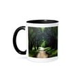 thumbnail image 1 of 3dRose, A painting of a dirt path through a forest of trees, 11oz Two-Tone Black Mug, 1 of 7