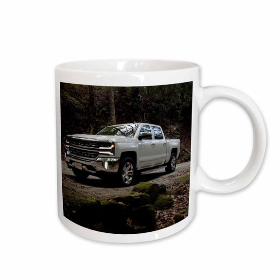 3drose, a Photograph of a New, Shiny, White Pickup Truck, 15oz Mug