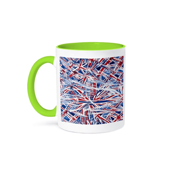 3dRose, A Playful Abstract Woke Recycle of The Union Jack , 11oz Two-Tone Green Mug