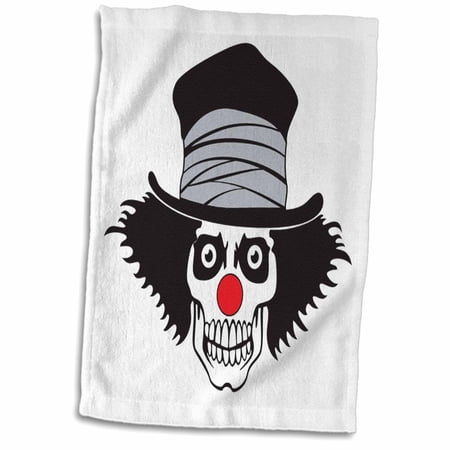 3dRose, A Red Black n White Skull Clown, 15x22 Hand Towel
