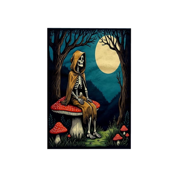 3dRose, A Skeleton Sitting On A Toadstool In A Moonlit Woodland, 15x22 Hand Towel