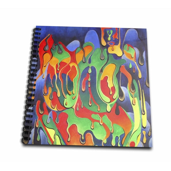 3dRose, A Splash Of Paint - surrealismwoman, primary colours, abstract, red, blue, green, yellow, Memory Book 12 x 12 inch