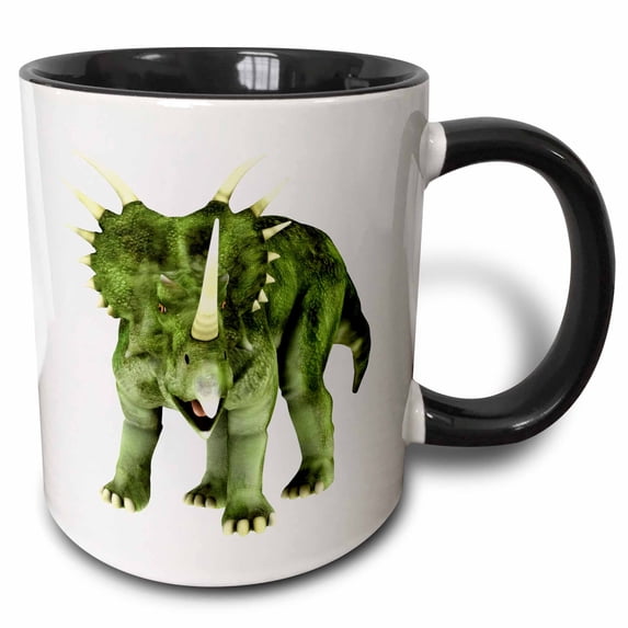 3drose, a Styracosaurus Dinosaur Defending Himself, 15oz Two-tone Black Mug