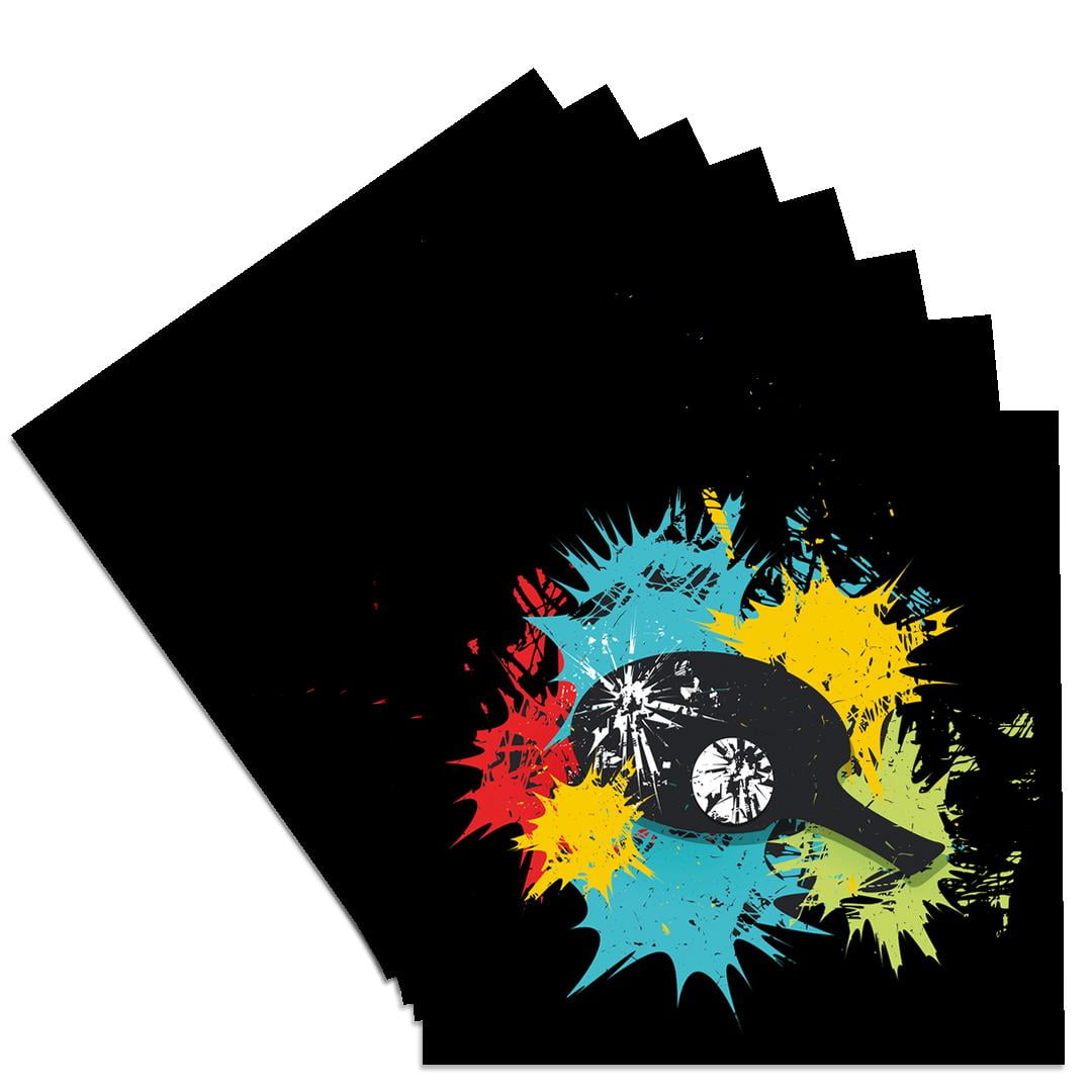 3drose, a Trendy Table Tennis Paddle in a Splash of Colors, Set of 8 Ceramic Tile Coasters