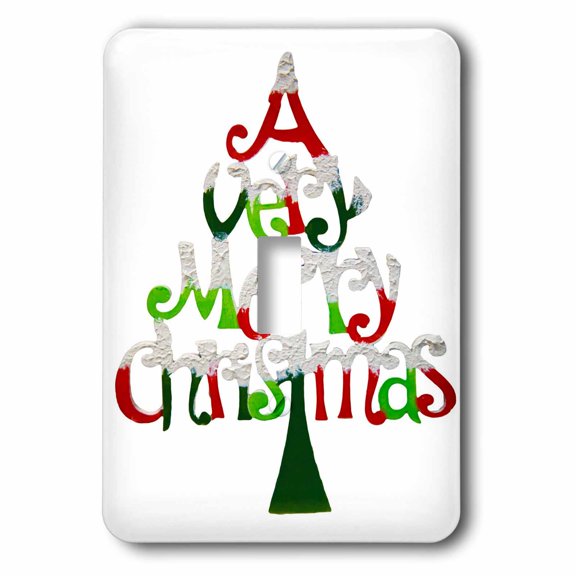 3dRose, A Very Merry Christmas Tree Topped With Snow, single toggle switch