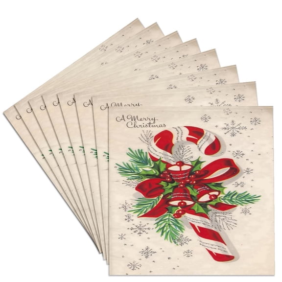 3dRose, A Vintage Merry Christmas Candy Cane, Set of 8 Ceramic Tile Coasters