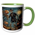 thumbnail image 1 of 3drose, a Zombie Skelton Holding a Tradition Lantern and Jackolantern, 11oz Two-tone Green Mug, 1 of 6