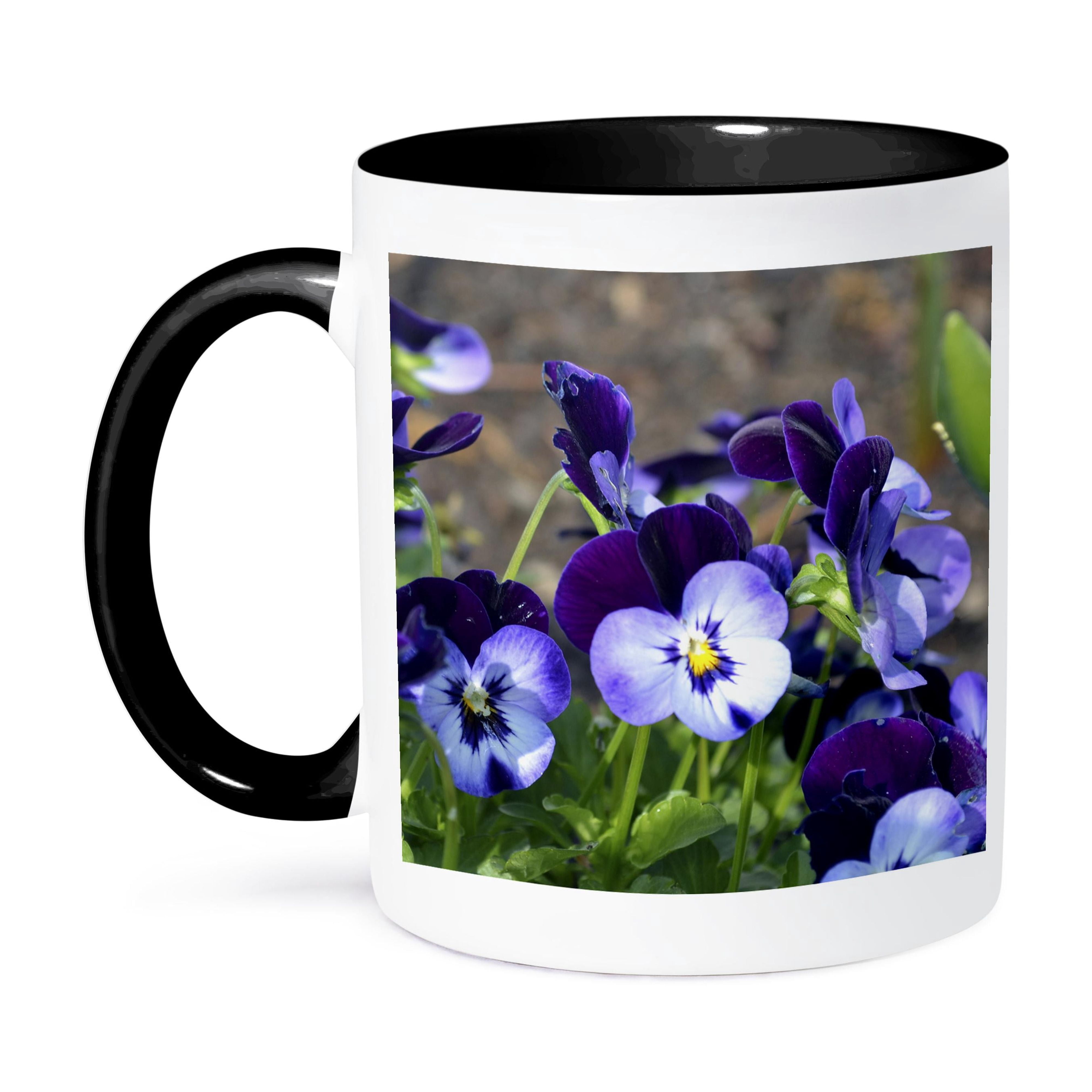A Batch Of Purple Pansies, 11oz Two-Tone Black Mug - Walmart.com