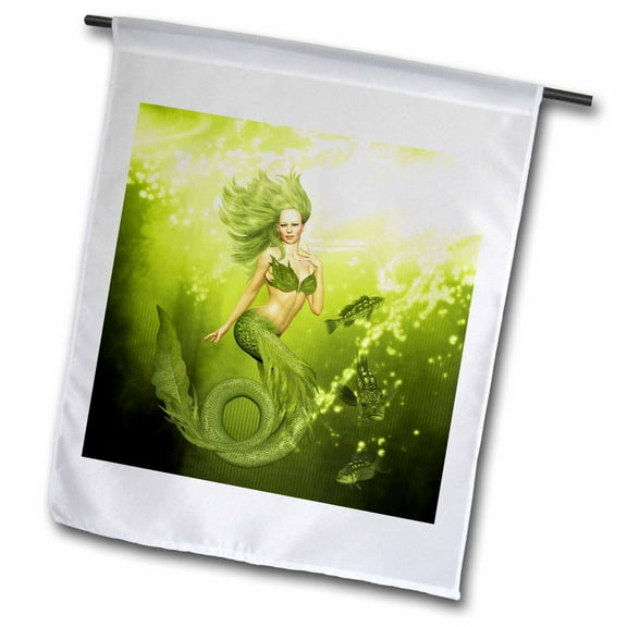 3dRose, A beautiful green Nixie sings seductively for the mens world a song, 12 x 18 inch Garden Flag