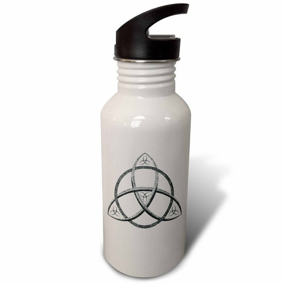 3dRose, A black and white triquetra Celtic trinity knot symbol., Flip Straw 21oz Water Bottle