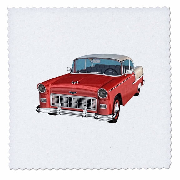 3dRose, A classic red convertible car with the top up, 8x8 inch quilt square