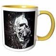 thumbnail image 1 of 3drose, a Dark Gothic Skull in a Abstract Black and White Look, 15oz Two-tone Yellow Mug, 1 of 6
