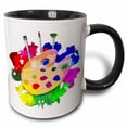 thumbnail image 1 of 3drose, a Fun and Colorful Art Art Palette and Brushes for Any Artist., 11oz Two-tone Black Mug, 1 of 6