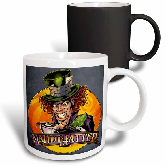 3drose, a Mad Hatter Drinking Tea with an Eyeball in It, 11oz Magic Transforming Mug