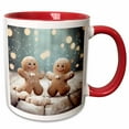 thumbnail image 1 of 3drose, a Pair of Smiling Gingerbread Men on a Table in Powdery Snow., 15oz Two-tone Red Mug, 1 of 6