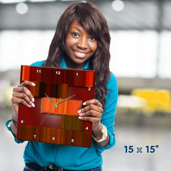 3dRose, A rust red with brown modern looking picture using 3D Plane, 15x15 Wall Clock
