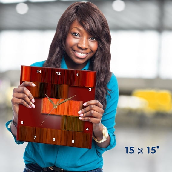 3dRose, A rust red with brown modern looking picture using 3D Plane, 15x15 Wall Clock