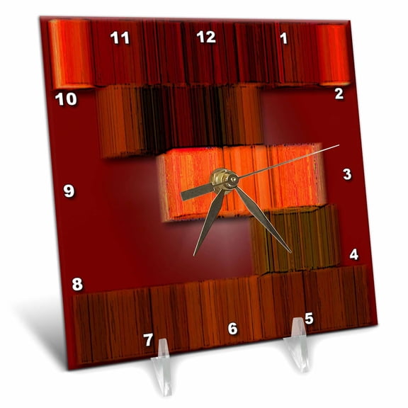 3dRose, A rust red with brown modern looking picture using 3D Plane, 6x6 Desk Clock